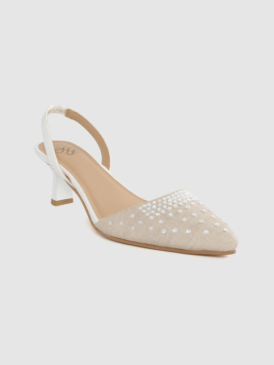 Women’s Pearl Embellished Slingback Flats – Elegant Pointed Toe Party Shoes