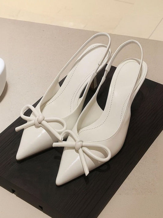 Women’s Bow Slingback Heels – Elegant Pointed Toe Party Pumps